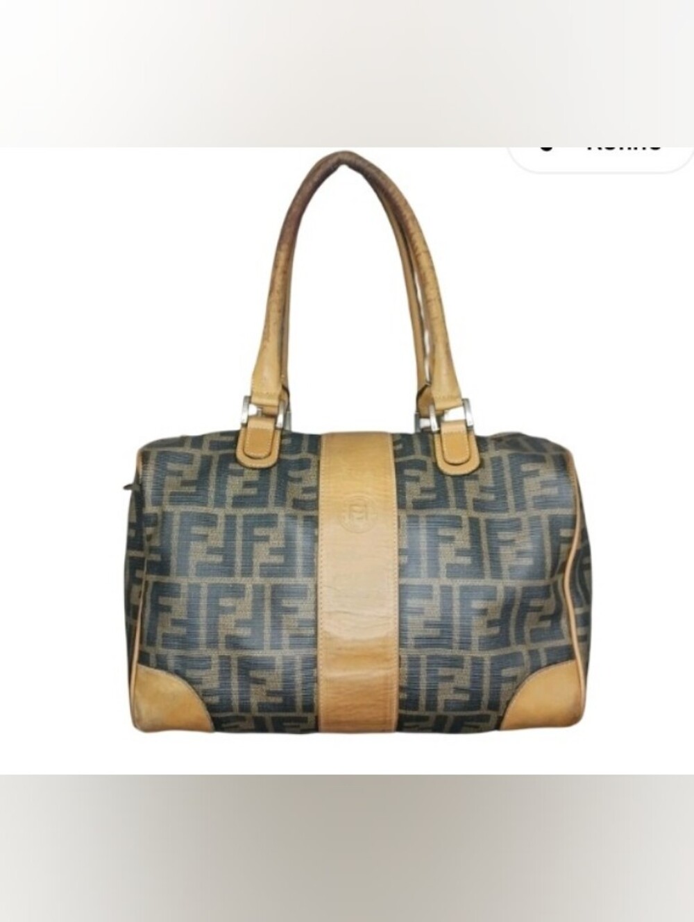Vintage Fendi S.A.S. FF Logo Canvas Speedy Satchel Handbag Damaged 70s READ
